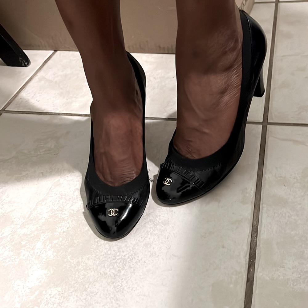 Authentic Black CC 3" Heels CHANEL